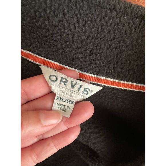 Orvis Men's Fleece Jacket Full Zip Size XXL Black Long Sleeve Deep Pile - Picture 3 of 7